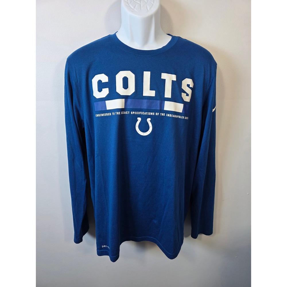 Nike Indianapolis Colts Mens Large Blue Dri-FIT NFL Training Long Sleeve Shirt